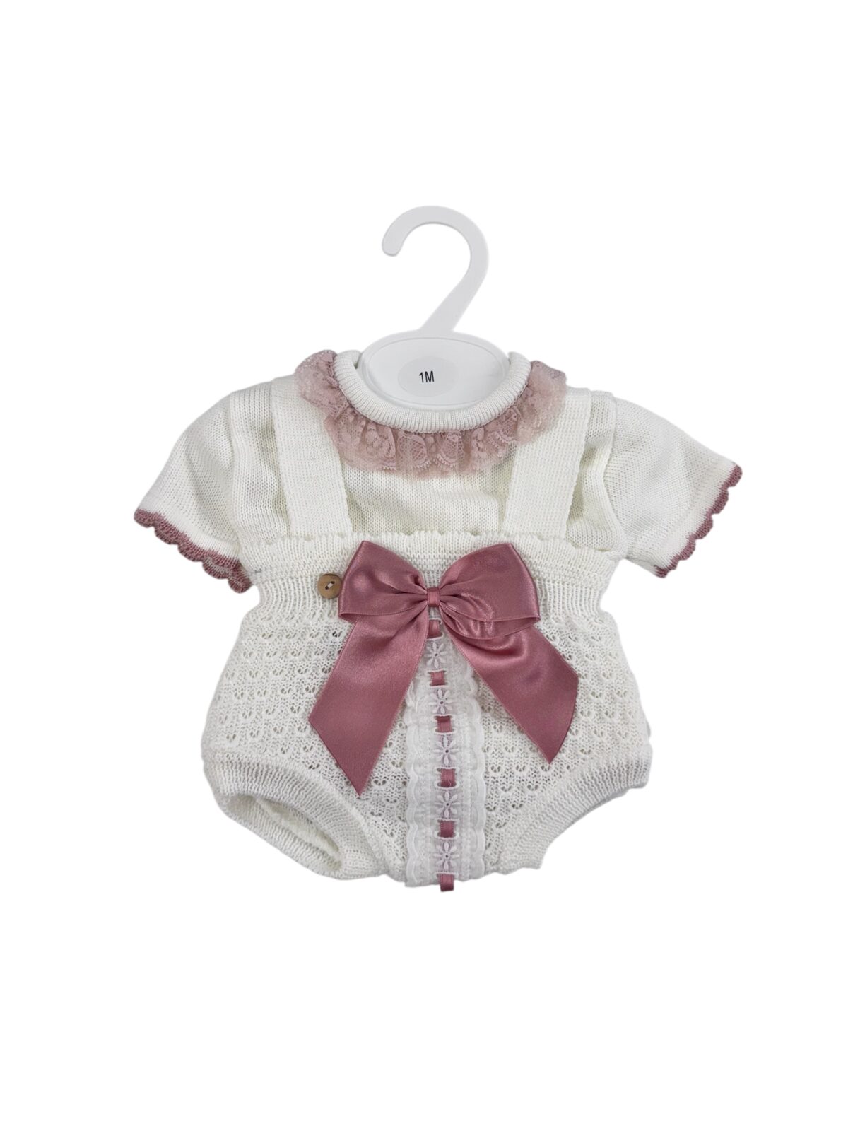 CONJUNTO LAZO BLANCO ROSA(1 a 6 meses)