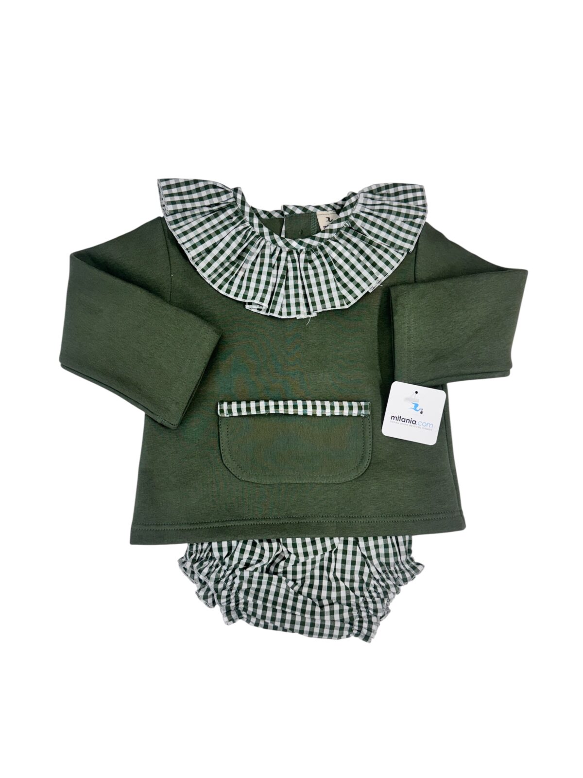 CONJUNTO UNISEX VICHY VERDE BOTELLA (9 A 48MESES)
