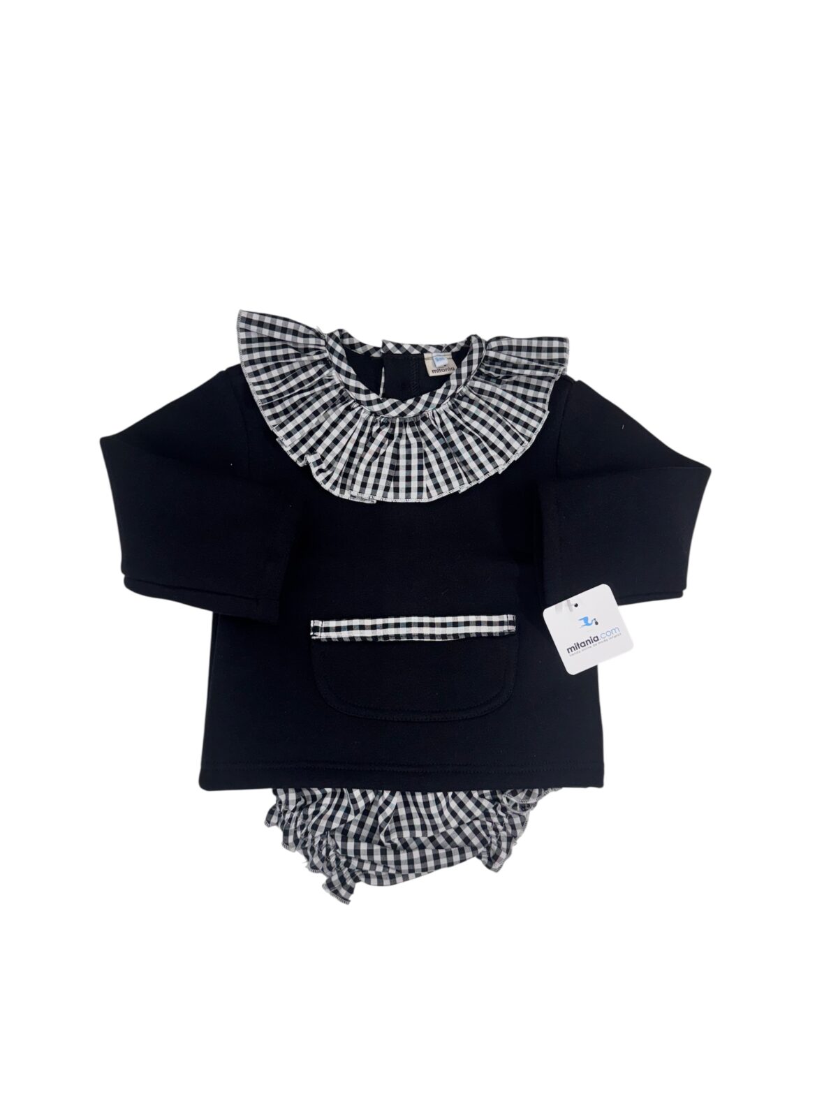 CONJUNTO UNISEX VICHY NEGRO (9 A 48MESES)