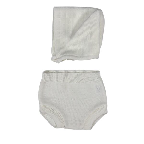 CUBREPAÑALES CON CAPOTA UNISEX PERLA MARFIL (3 A 36MESES)