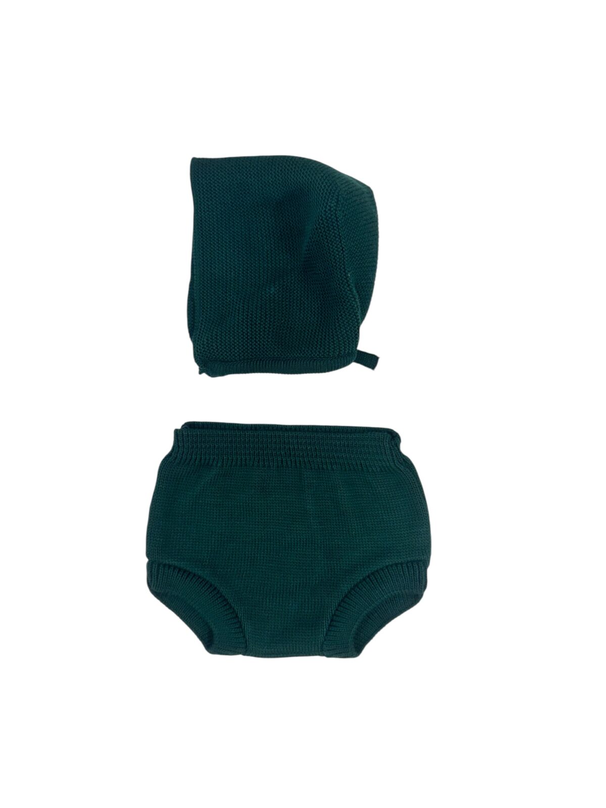 CUBREPAÑALES CON CAPOTA UNISEX PERLA VERDE BOTELLA ( 3A 36MESES)