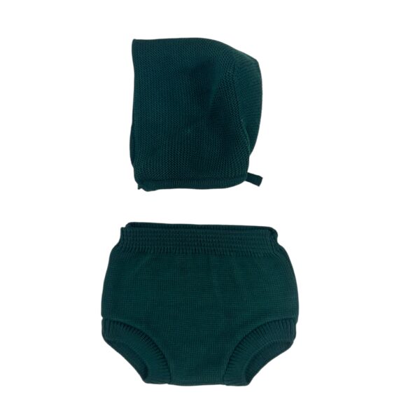 CUBREPAÑALES CON CAPOTA UNISEX PERLA VERDE BOTELLA ( 3A 36MESES)