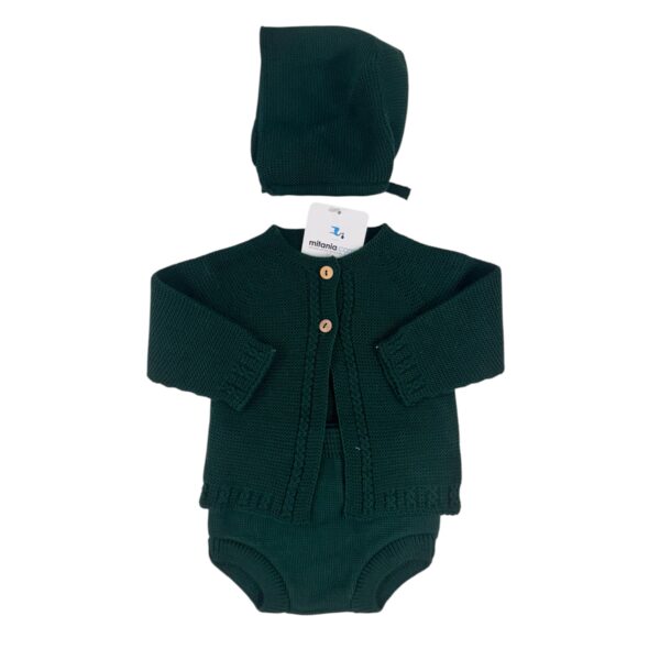 CONJUNTO UNISEX PERLA VERDE BOTELLA (3 A 36MESES)
