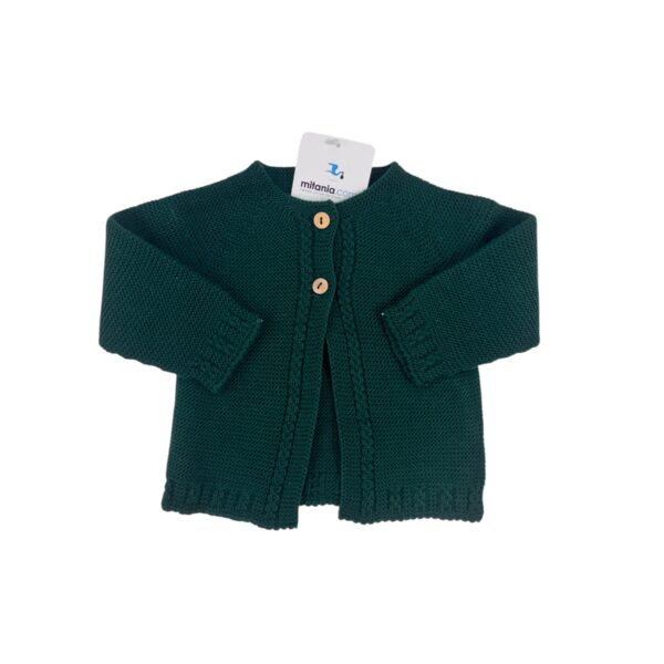 CHAQUETA UNISEX PERLA VERDE BOTELLA (3 A 36MESES)