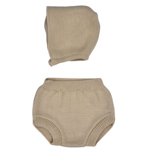 CUBREPAÑALES CON CAPOTA UNISEX PERLA CAMEL (3 A 36MESES)