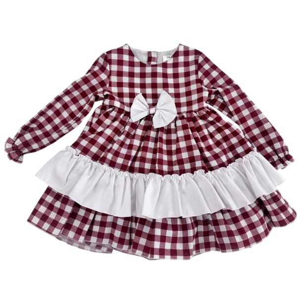 VESTIDO VICHY GRANATE (3 a 5años)